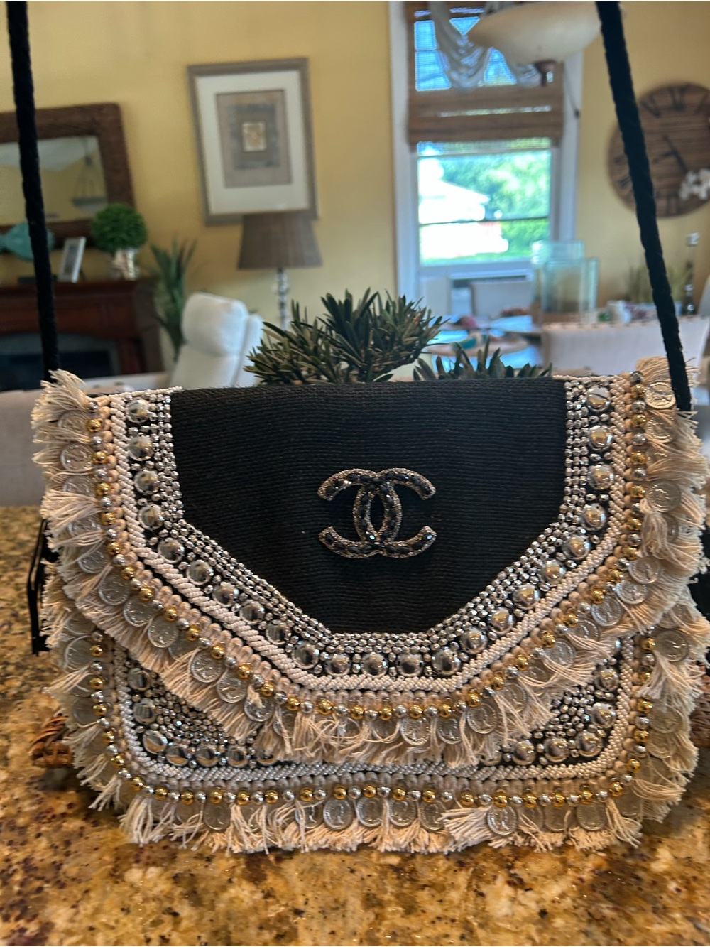 Bohemian style silver coin Fringe Shoulder/clutch Bag - this is not Chanel.